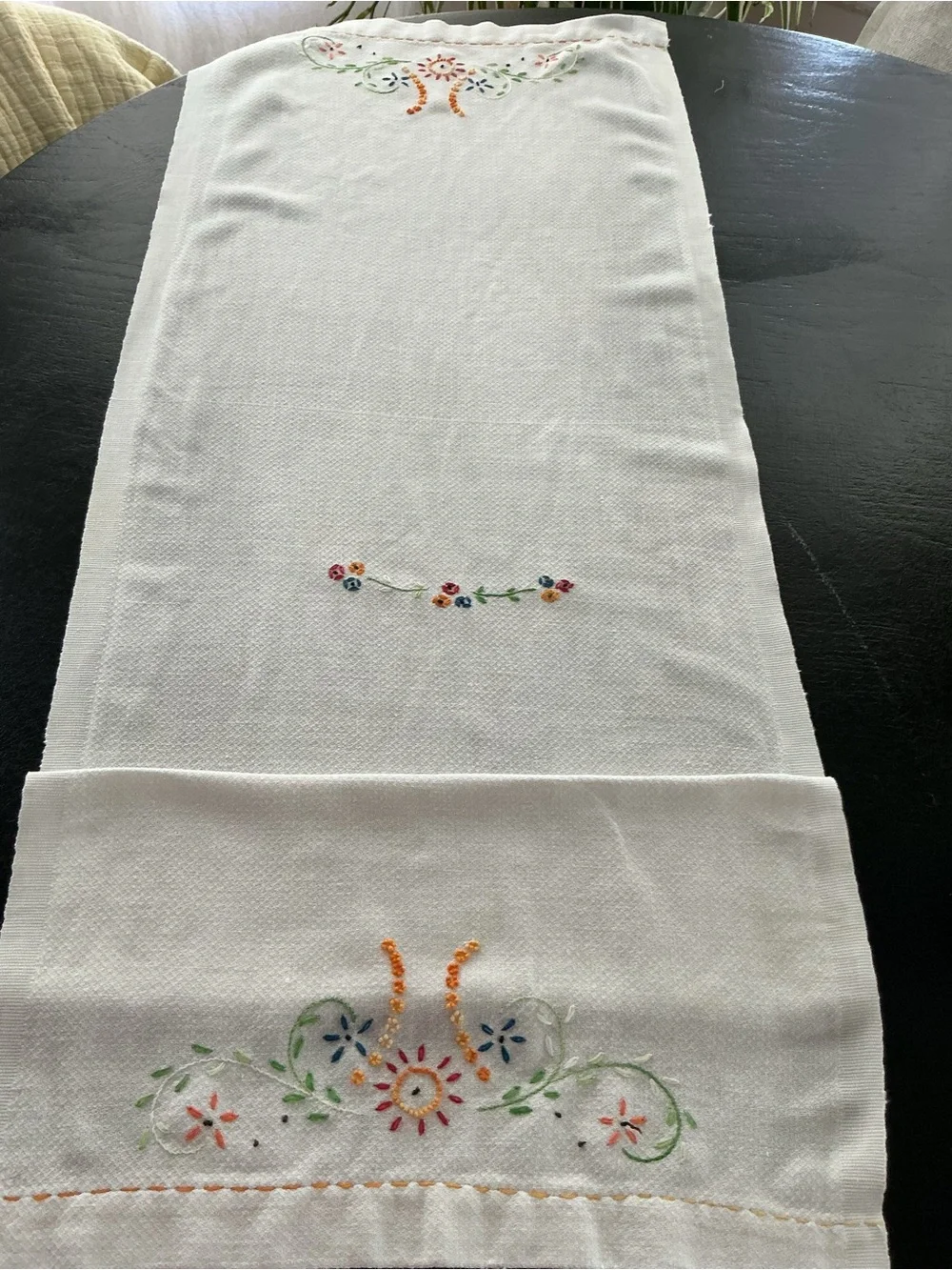 Vintage floral embroidered table runner